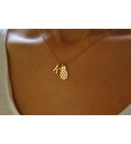 Kişiye Özel Harfli Tasarım Ananas Kolye 925 K Gümüş (Altın)