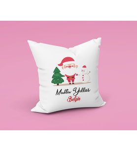 Mutlu Yıllar Noel Baba Yastığı Kişiye Özel