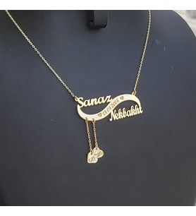 925 Ayar Gümüş 24 Ayar Altın Kaplama İsimli Sonsuzluk Kolye (Gold)