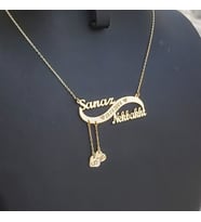 925 Ayar Gümüş 24 Ayar Altın Kaplama İsimli Sonsuzluk Kolye (Gold)