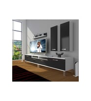 Decoraktiv Eko 5220d Mdf Krom Ayaklı Tv Ünitesi Tv Sehpası (Beyaz-Siyah)