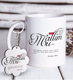 BK Gift Kişiye Özel Mânâ Muallim Beyaz Kupa ve Anahtarlık Hediye Seti (Model 1)