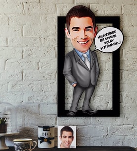 BK Gift Kişiye Özel Bay Kolay Yetişmiyor Karikatürlü 3D Ahşap Tablo-1