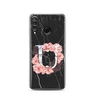 Mermer Çiçekli Harf Tasarım Süper Şeffaf Silikon Telefon Kılıfı Huawei P30 Lite 