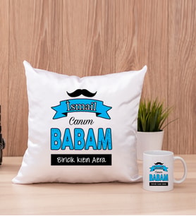 Canım Babam Kare Yastık ve Beyaz Kupa Bardak