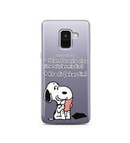 Snoopy Tasarımlı Süper Şeffaf Silikon Telefon Kılıfı Samsung A8 (2018)  