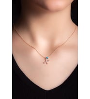 Beyaz Zirkon Taşlı H Harf Kolye  Rose Gümüş Altın Kaplama Kadın Gümüş Kolye 925 Ayar 