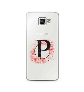 Pembe Çiçekli Harf Tasarım Süper Şeffaf Silikon Telefon Kılıfı Samsung A3 (2016)