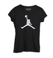 Astronot Uzay Topu Siyah Kadın Tshirt