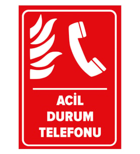 MIGNATIS - Acil Durum Telefon Levhası - Sac Malzeme 35x50cm