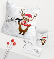 BK Gift Kişiye Özel Yılbaşı Mutlu Yıllar Temalı Beyaz Kupa Ayna Yastık Seti - 11