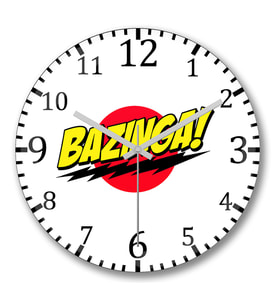 Big Bang Sheldon Cooper Bazinga Duvar Saati Bombeli Gercek Cam
