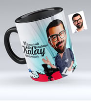 BK Gift Kişiye Özel Bay Yönetmen Karikatürlü Siyah Kupa Bardak  1
