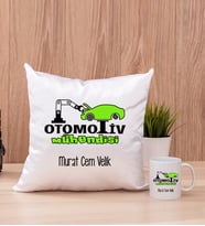 Otomotiv Mühendisi Kare Yastık ve Beyaz Kupa Bardak