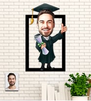 Kişiye Özel Mezuniyet  Hediyesi Karikatür Ahşap Tablo