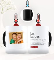 BK Gift Kişiye Özel Fotoğraflı Kız Kardeş Anlamı Sihirli Kupa Bardak - 2 (Siyah)