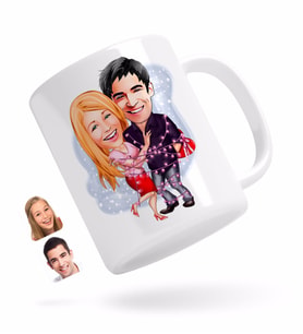 BK Gift Kişiye Özel Sevgililer Karikatürlü Beyaz Kupa Bardak-2
