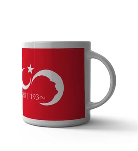 Ay Yıldız Atatürk Silüet Kırmızı Kupa (Çok Renkli)