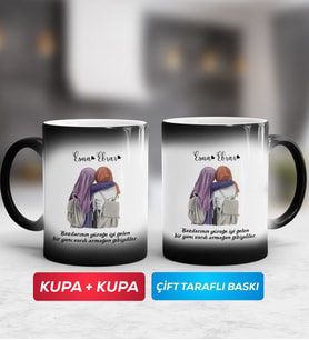 İkili Arkadaşa Hediye Yan Yana Sihirli Kupa Bardak