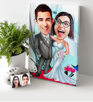 BK Gift Kişiye Özel Gelin Damat Karikatür Kanvas Tablo 30x50cm  5
