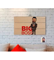 BK Gift Kişiye Özel Erkek Big Boss Karikatürlü Otantik Ahşap Palet Tablo-2