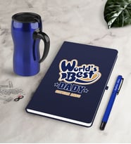 BK Gift Kişiye Özel Dünyanın En İyi Babası Lacivert Defter Kalem Termos Mug Seti-3 (Model 1)