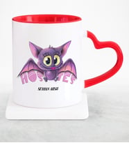 BK Gift Kişiye Özel Mesleki Hostes Kırmızı Kalpli Kupa Bardak  3