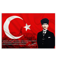 ''Güner Ofis'' Atatürk Tablosu Deri Üzerine Kanvas Tablo 80x130