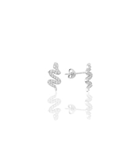 Söğütlü Silver Gümüş rodyumlu yılan modeli küpe