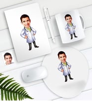 BK Gift Kişiye Özel Bay Doktor Karikatürlü Defter Kalem Kupa Mouse Pad Seti (Model 1)