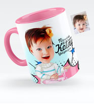 BK Gift Kişiye Özel Bebek Karikatürlü Pembe Kupa Bardak  3