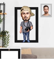 Kişiye Özel Fotoğrafçı Karikatürlü 3D Ahşap Tablo 30x47 Bay-2
