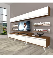 Decoraktiv Ekoflex 8y Mdf Retro Tv Ünitesi Tv Sehpası (Beyaz - Kahverengi)