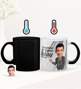 BK Gift Kişiye Özel Kolay Yetişmiyor Karikatürlü Sihirli Cam Kupa Bardak - 1