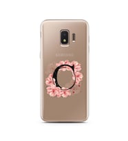 Pembe Çiçekli Harf Tasarım Süper Şeffaf Silikon Telefon Kılıfı Samsung J2 Core C