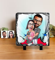 BK Gift Kişiye Özel Bebek Bekliyoruz Karikatürlü Dekoratif Doğal Taş