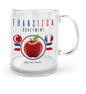 BK Gift Kişiye Özel Fransızca Öğretmeni Cam Kupa Bardak  2