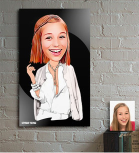 BK Gift Kişiye Özel Bayan Model Karikatür Ahşap Tablo - 2