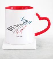 BK Gift Kişiye Özel Mesleki Piyanist Kırmızı Kalpli Kupa Bardak