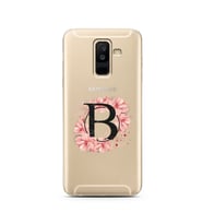 Pembe Çiçekli Harf Tasarım Süper Şeffaf Silikon Telefon Kılıfı Samsung A6 Plus B