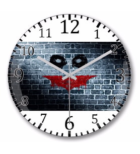 Dark Knight Joker Batman  Duvar Saati Bombeli Gercek Cam