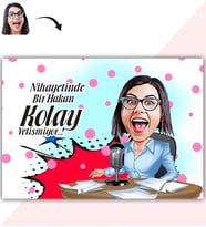 BK Gift Kişiye Özel Bayan Spiker Karikatür Baskılı Yaş Pasta İçin Yenilebilir Şekerli Kağıt  1(Sadece Kağıt)