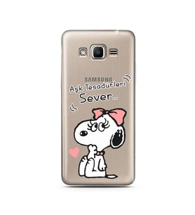 Snoopy Tasarımlı Süper Şeffaf Silikon Telefon Kılıfı Samsung J2 Prime
