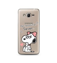 Snoopy Tasarımlı Süper Şeffaf Silikon Telefon Kılıfı Samsung J2 Prime