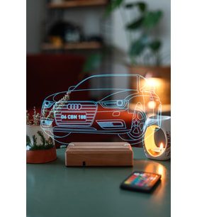 Kişiye Özel 3D Led Aydınlatmalı Araba Masaüstü Led Lamba