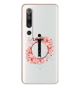 Pembe Çiçekli Harf Tasarım Süper Şeffaf Silikon Telefon Kılıfı Xiomai Mi10- Mi 1