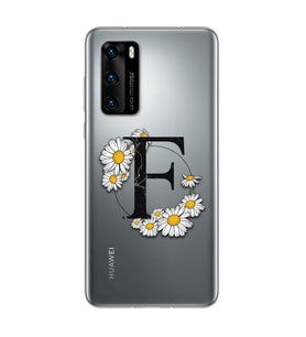 Papatya Harf Tasarım Süper Şeffaf Silikon Telefon Kılıfı Huawei P40 F-Harfi