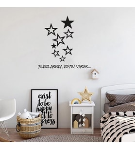 New Jargon - Yıldızlarında Dostu Vardır Duvar Yazısı Sticker 60x60cm - Siyah