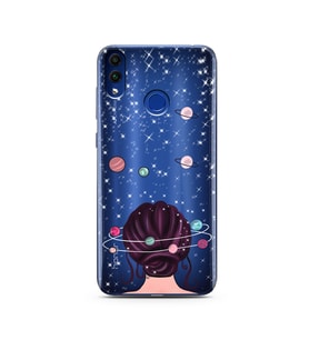 Space Girl Tasarım Süper Şeffaf Silikon Telefon Kılıfı Huawei Honor 8C 