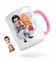 BK Gift Kişiye Özel Evleniyoruz Karikatürlü Pembe Kupa Bardak-7